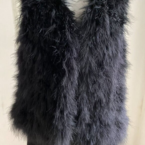 Club Monaco Black Marabou Feather Vest  S - Picture 5 of 8
